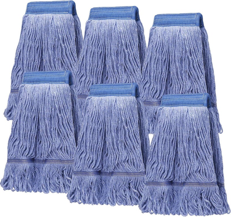 Hakfhsd 6Pack Heavy Duty Commercial Looped End Cotton Mop,String Cotton Mop Refill Heads Wet Industrial Blue Cotton Looped End String Head Refills, Heavy Mop Replace Head,for General and Floor Cleaning - Image 1